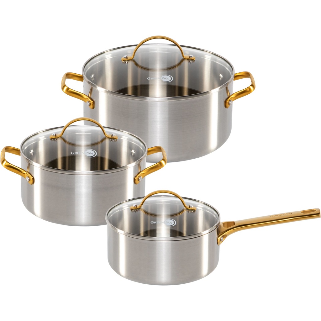GreenPan Padova Reserve 3-Piece Saucepan Set Stainless Steel