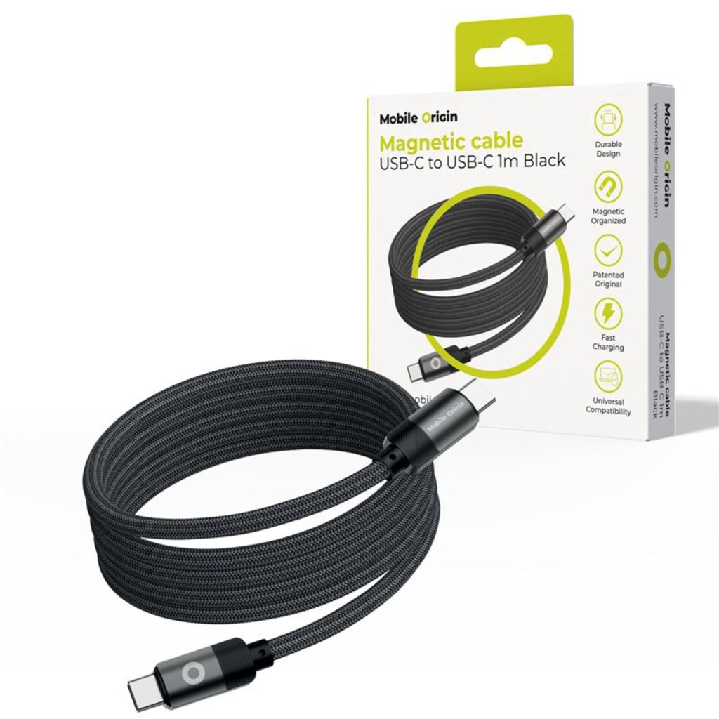 Mobile Origin Magnetic Cable USB-C to USB-C black 1m