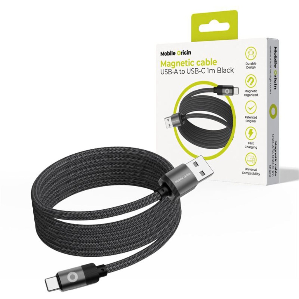Mobile Origin Magnetic Cable USB-A to USB-C black 1m