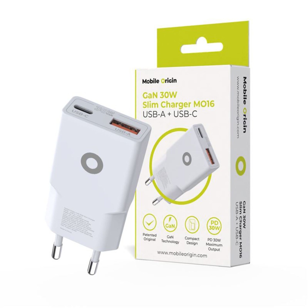 Mobile Origin 30W Slim Charger TÜV MO16 USB-A + USB-C