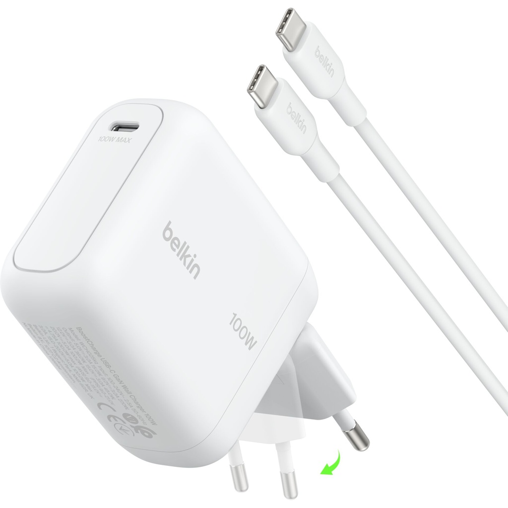 Belkin BOOSTCharge 100W USB-C GaN Chg+Cable WH.WCH025KQ1.5WHB6