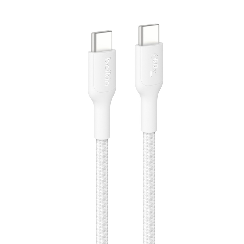 Belkin BOOSTCHARGE gefl.Kab. 60W USB-C/USB-C 2m weiß CAB024hq2mWH