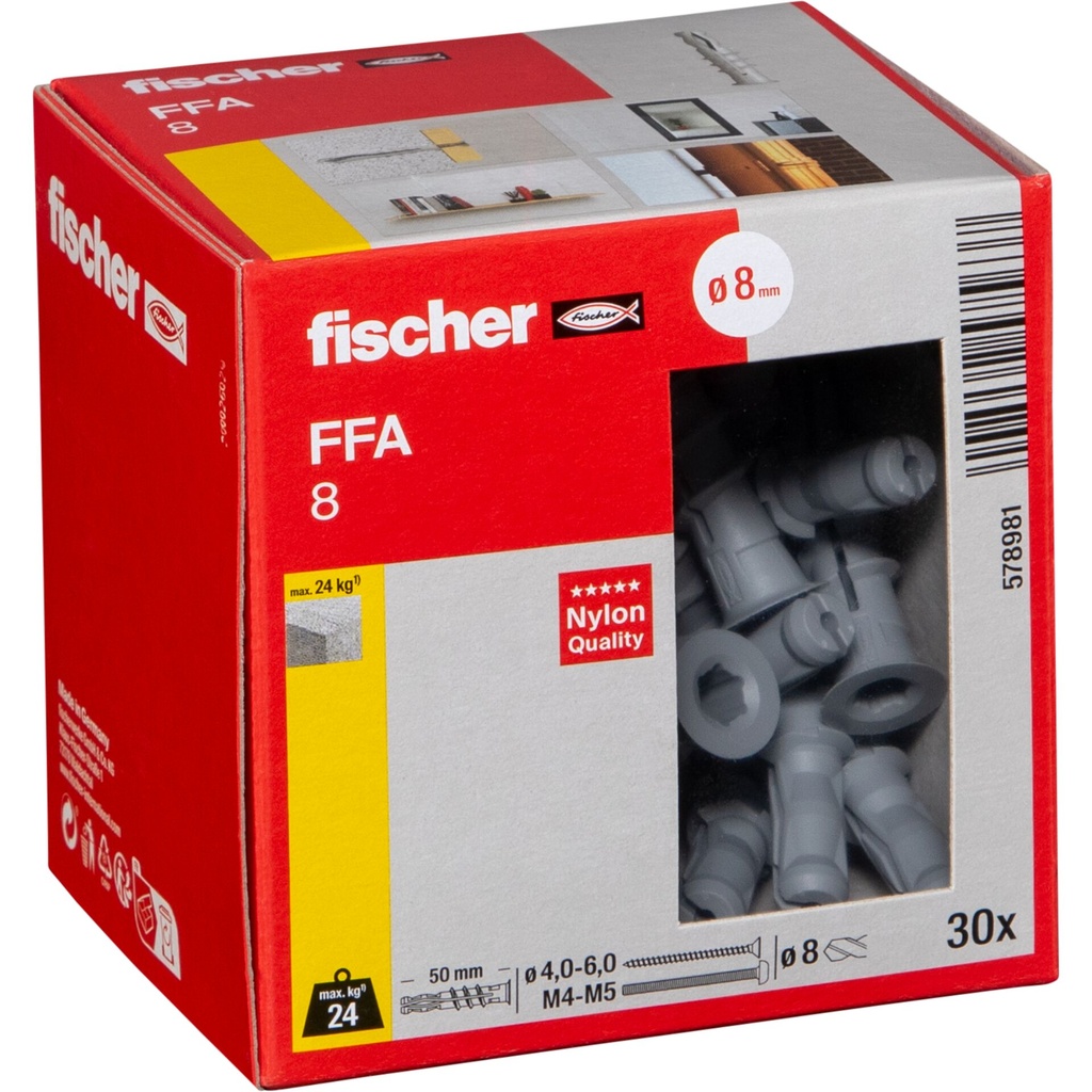 Fischer FFA 8 Aerated Concrete Anchor, 30 pcs