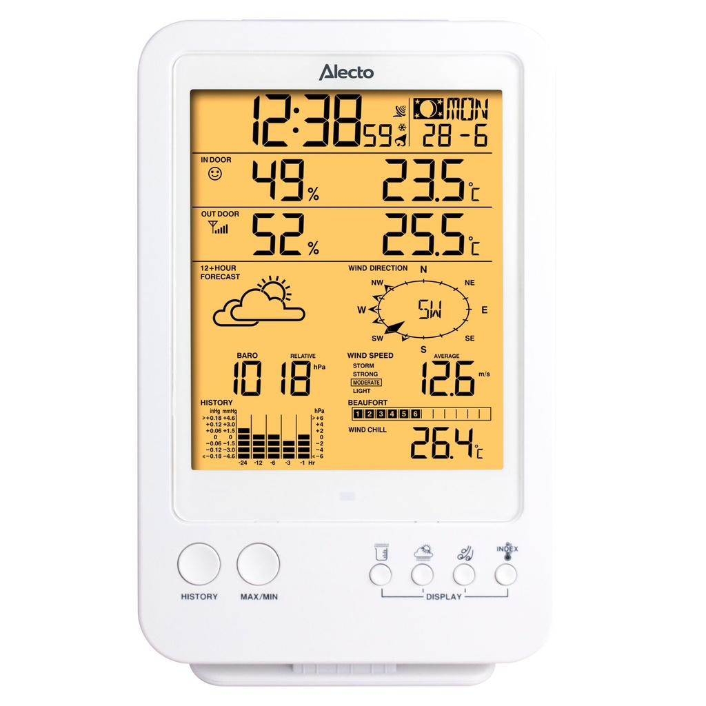 Alecto WS-4800 Professionelle Wetterstation mit Funksensor