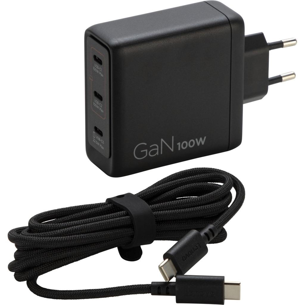 LENOVO 100W GaN 3 Ports USB-C Triple AC Adapter