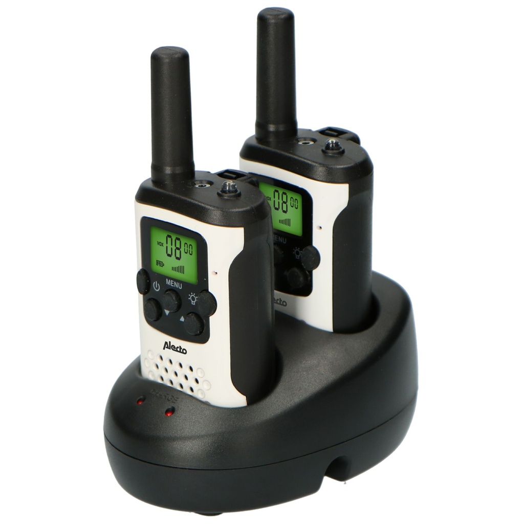 Alecto Walkie Talkie 2er Set 7 km Reichweite, Weiß/Schwarz