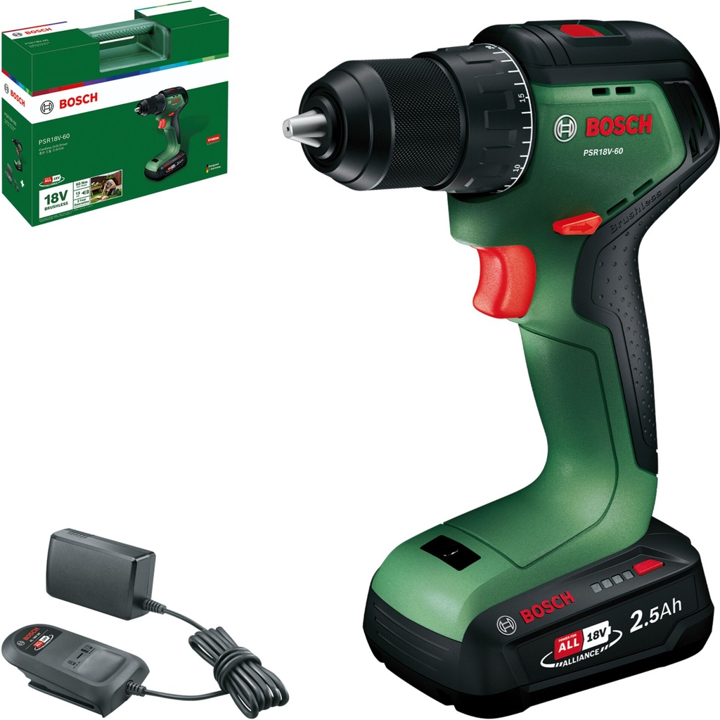 Bosch PSR18V-60 (1x2,5Ah, CC) Cordless Drill Driver