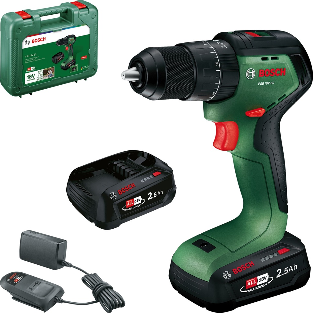 Bosch PSB18V-60 (2x2.5Ah, CC) Cordless Combi Drill