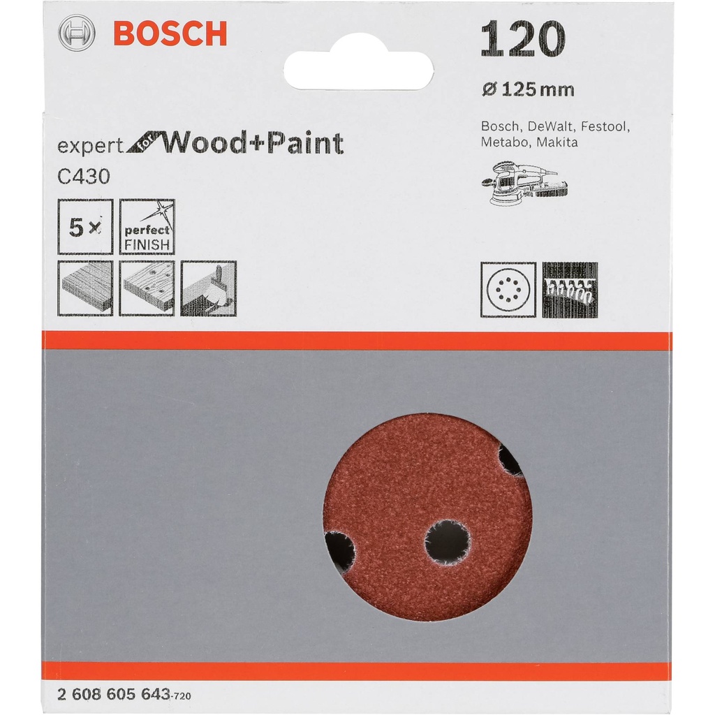 Bosch Sanding Pad C 430 D125MM Wood Grit 120 5 pcs.