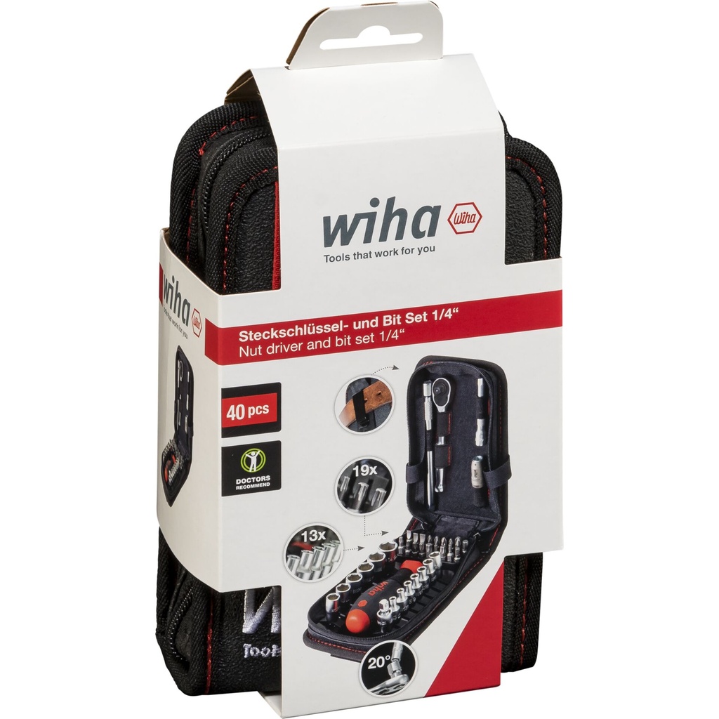 Wiha socket and bit set 1/4