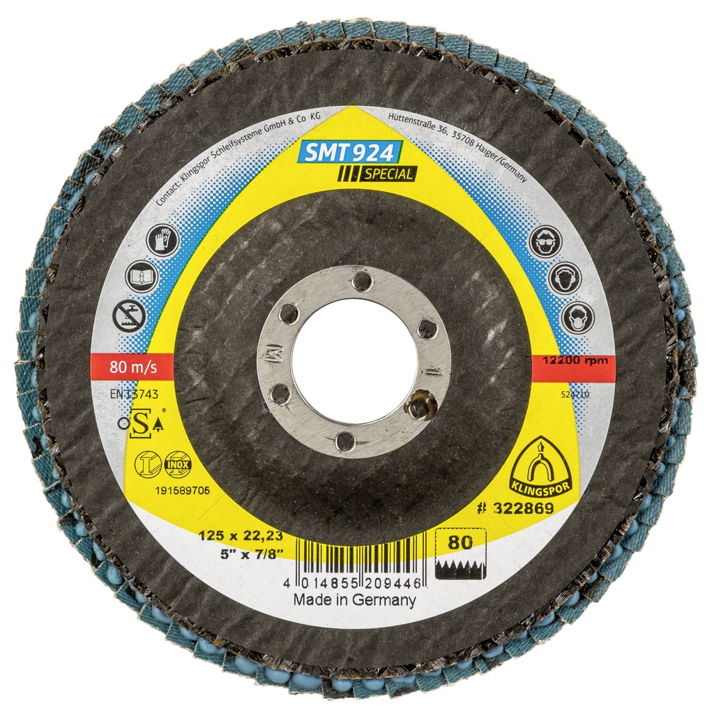 Klingspor SMT 924 abrasive mop disc 125x22,23 mm Grain 80 curve