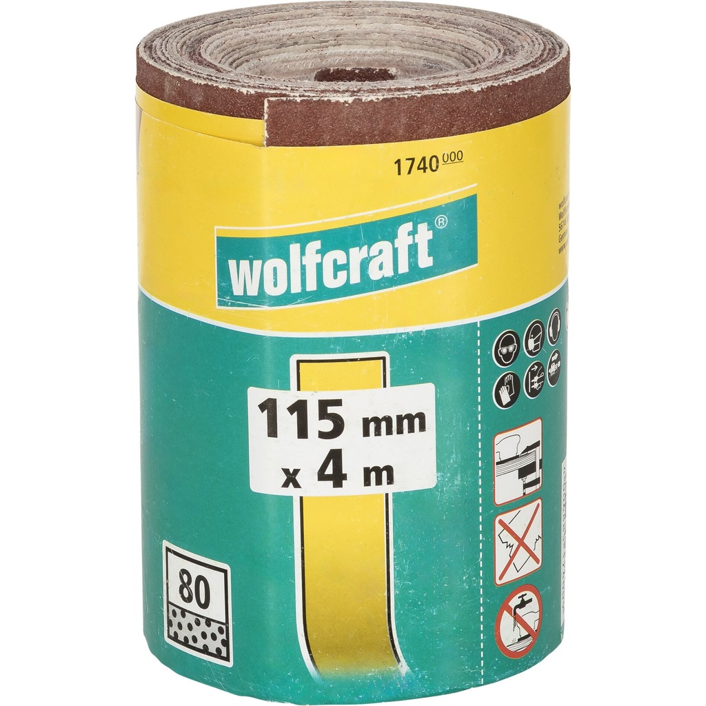 Wolfcraft Rolle Schleifpapier Körnung 80, 4 m x 115 mm