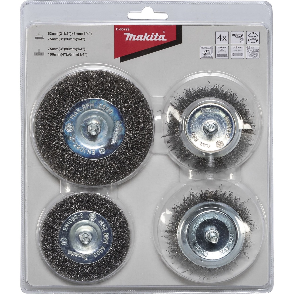 Makita Rundbürsten-Set 4tlg. Stahl