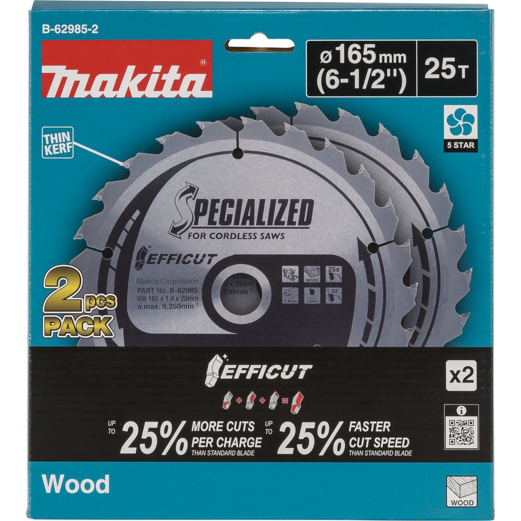 Makita  B-62985-2 EFFICUT Sägeblatt 165x20x25Z