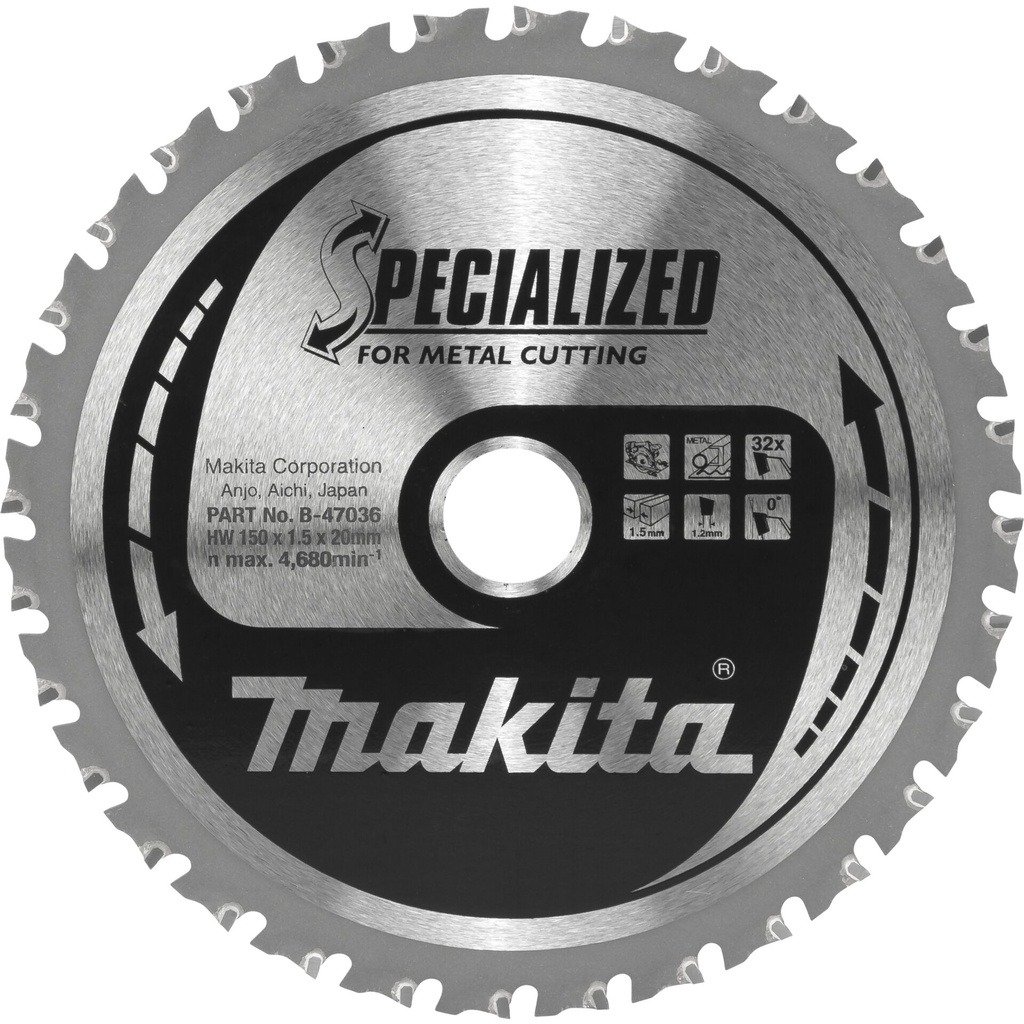 Makita B-47036 Saw Blade f. Metal 150x20x32Z