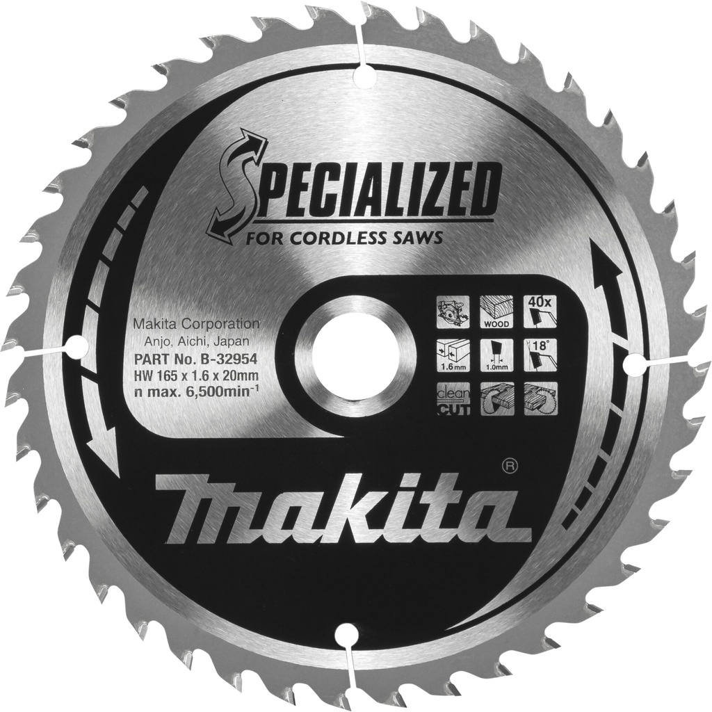 Makita B-32954 SPECIALIZED Saw Blade 165x20x40Z