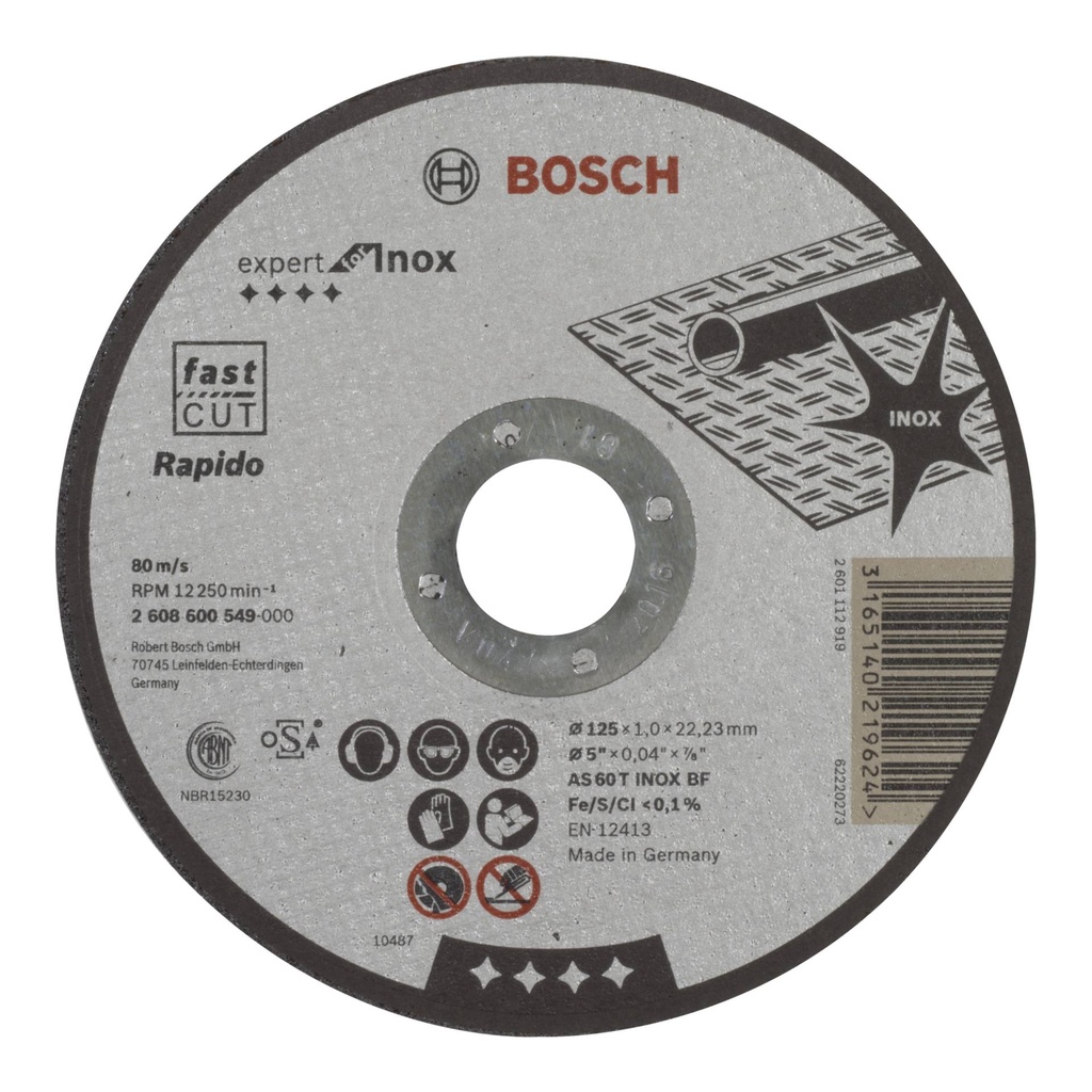 Bosch cutting disk INOX Rapido straight 1,0x125mm