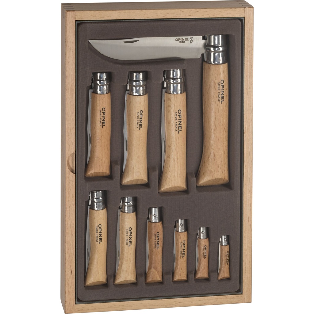 Opinel Collector Set Wood Box 10-piece Pocket Knives