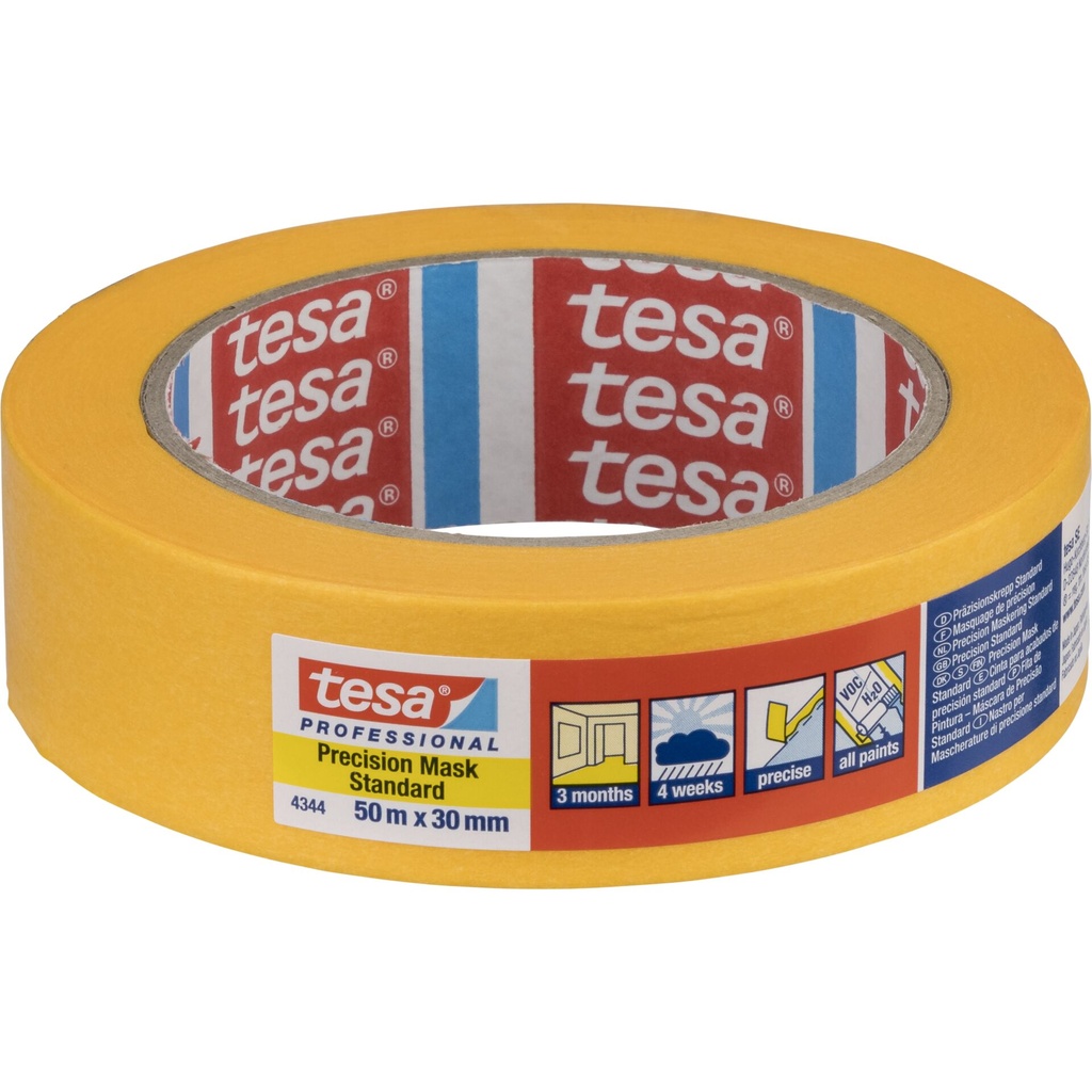 Tesa Masking Tape 50m x 30mm Stand.Prec. yellow 04344