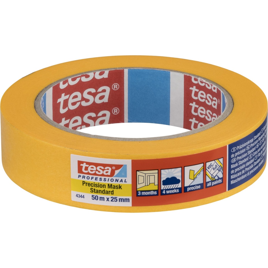 Tesa Masking Tape 50m x 25mm Stand.Prec. yellow 04344