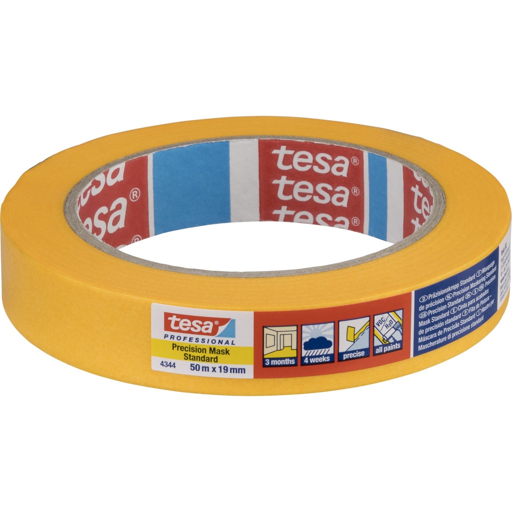 Tesa Kreppband 50m x 19mm Stand.Prec.gelb 04344