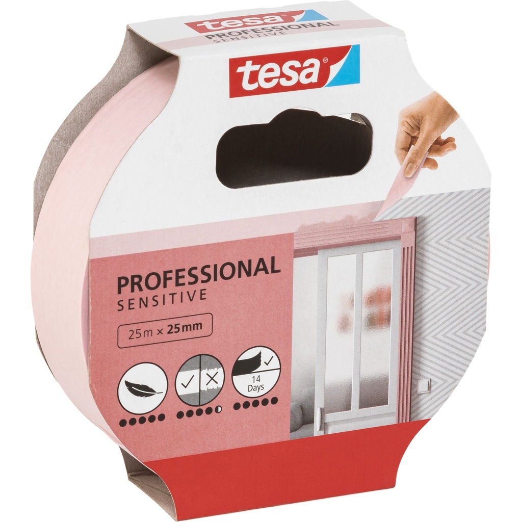 Tesa Kreppband 25m x 25mm Preci.indoor rosa 56260