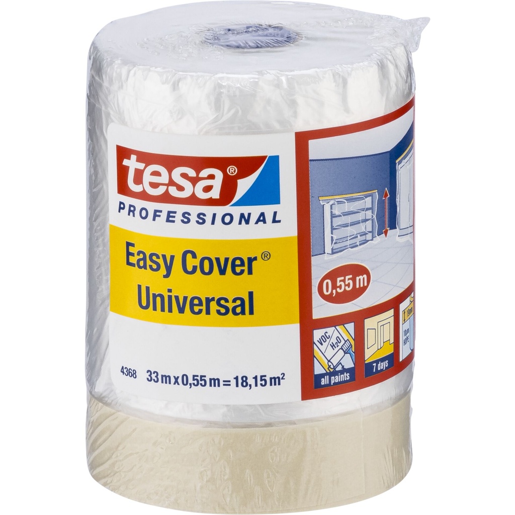 Tesa Masking Film 33mm x 55cm Easy Cov. pale cream 04368