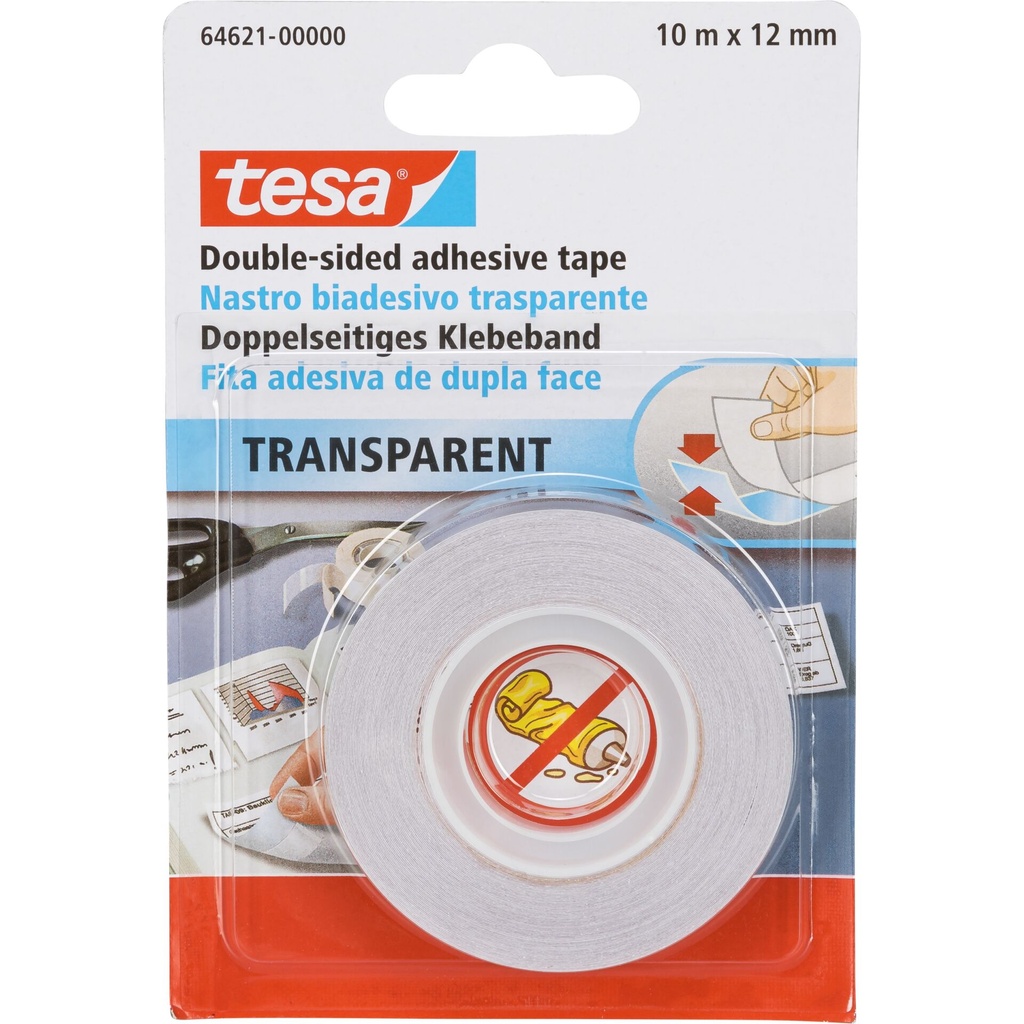 Tesa Double Sid. Tape 10m x 12mm transparent 64621