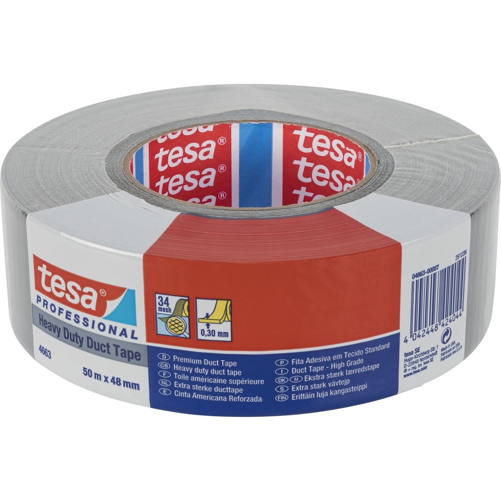 Tesa Duct Tape 50m x 48mm Heavy Duty Prof. silver 04663