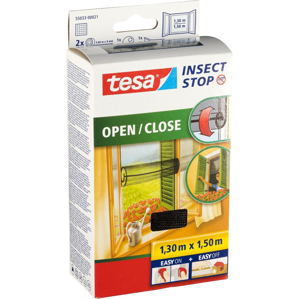 Tesa Insect Stop open/close 1,3x1,5m black Hook & Loop