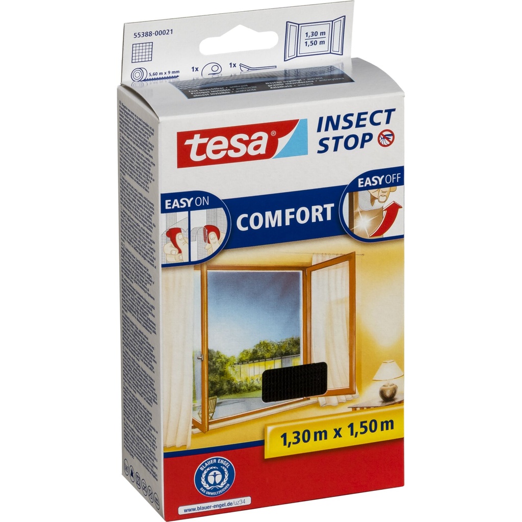 Tesa Fliegengitter Fenster 1,3X1,5m anthrazit 55388