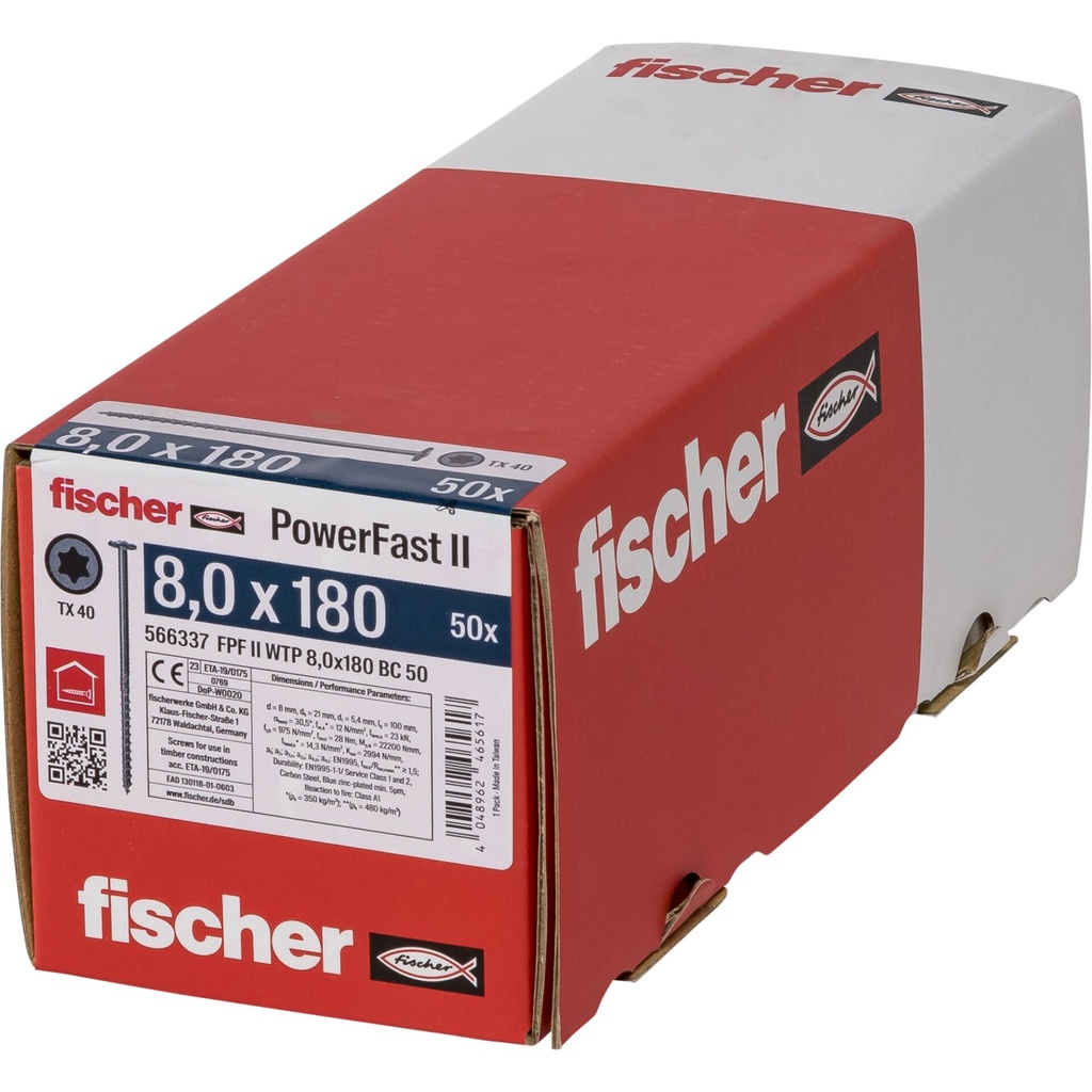 Fischer PowerFast II 8,0x180 TK TX TG blvz 50