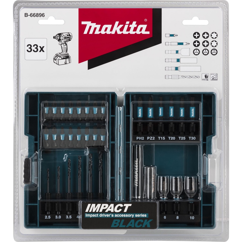 Makita B-66896 Impact Black Drill Bit Set