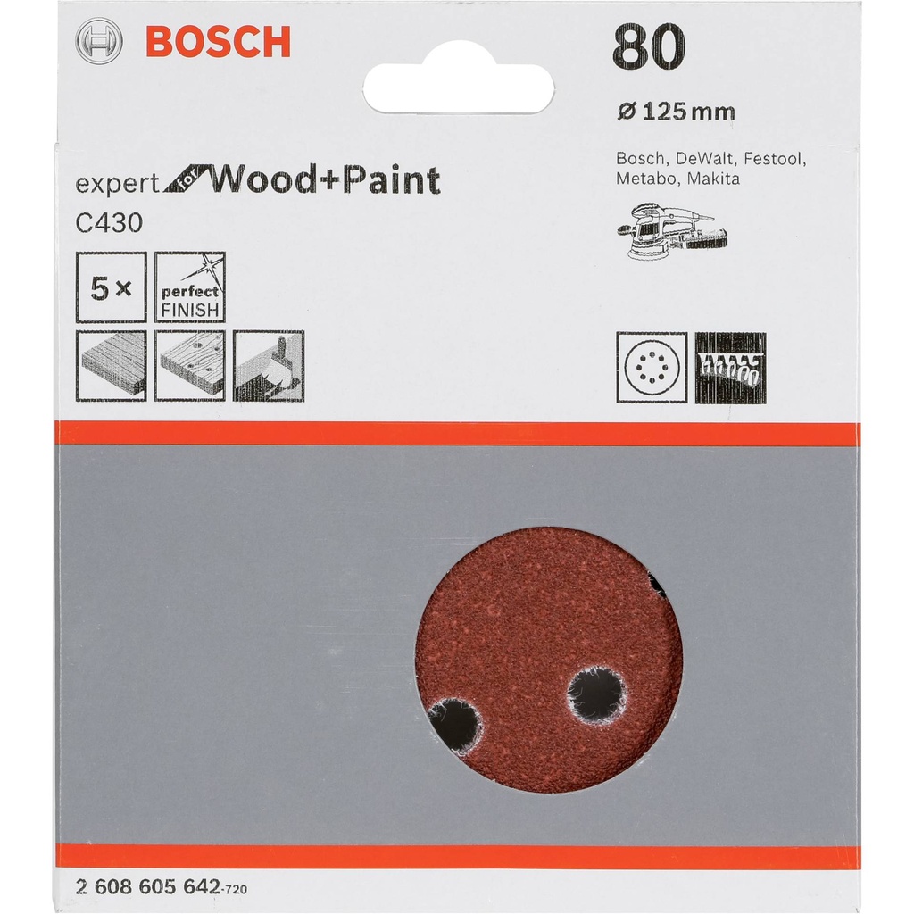 Bosch Sanding Pad C 430 D125MM Wood Grit 80 5 pcs.