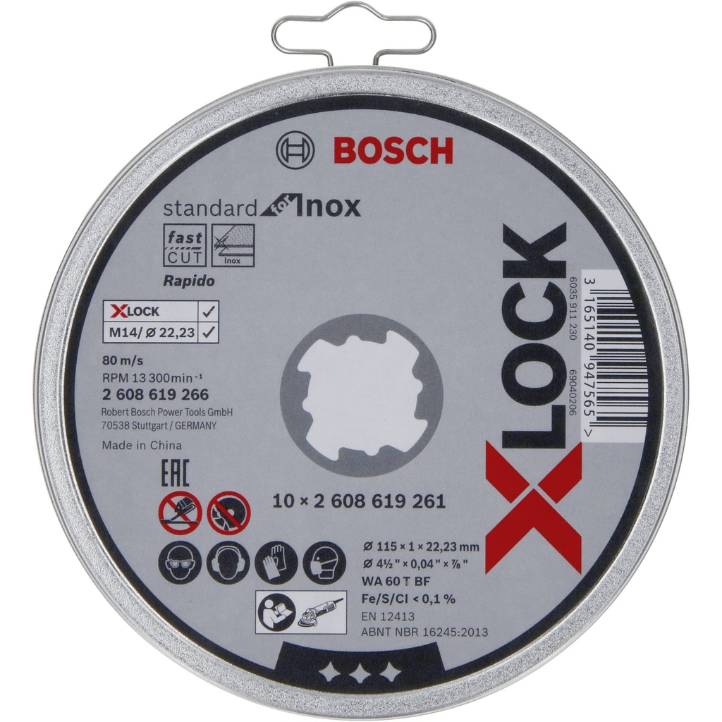 Bosch X-LOCK Cutting Disc Set Inox   10x115x1mm