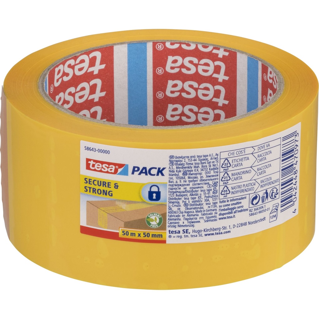 Tesa Packaging Tape 50m x 50mm Secure&Strong yellow 58643