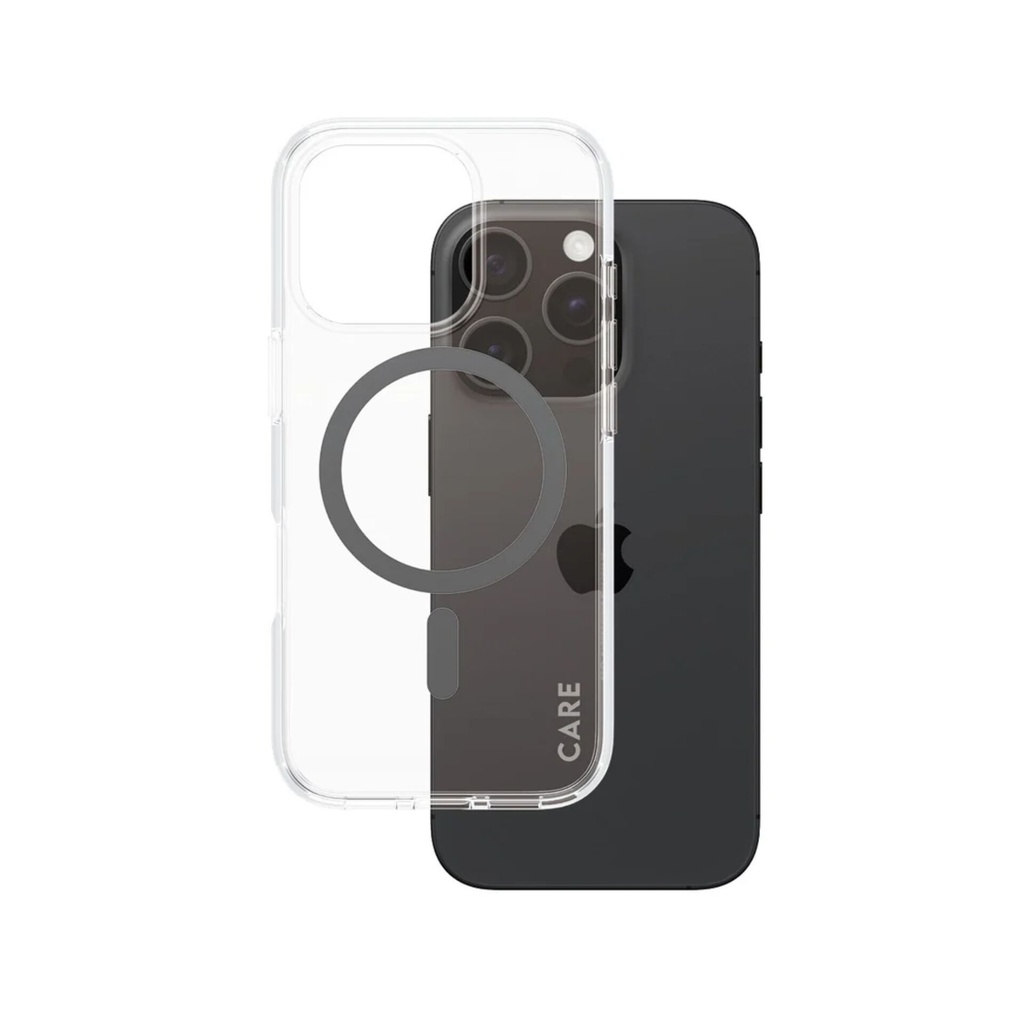 CARE by PanzerGlass Flagship Case Transp. BK MagSafe iP 16 P