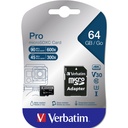 Verbatim microSDXC Pro      64GB Class 10 UHS-I incl Adapter