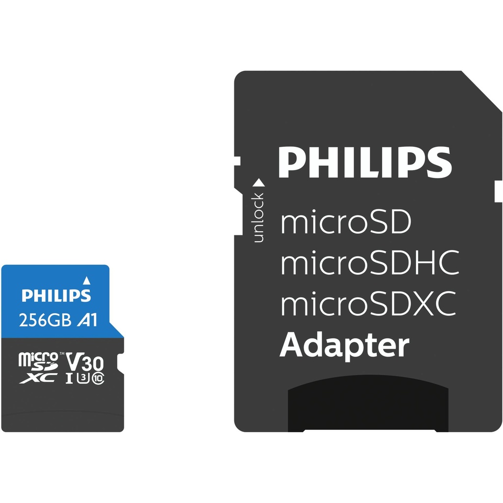 Philips MicroSDXC Card     256GB Class 10 UHS-I U3 incl. Adapter