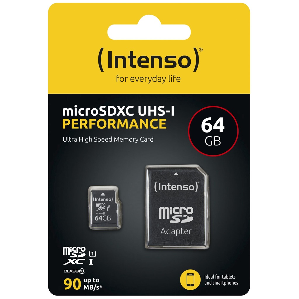 Intenso microSDXC           64GB C10 UHS-I U1 Performance Adapter