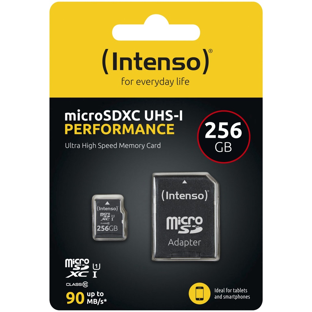 Intenso microSDXC          256GB C10 UHS-I U1 Performance Adapter