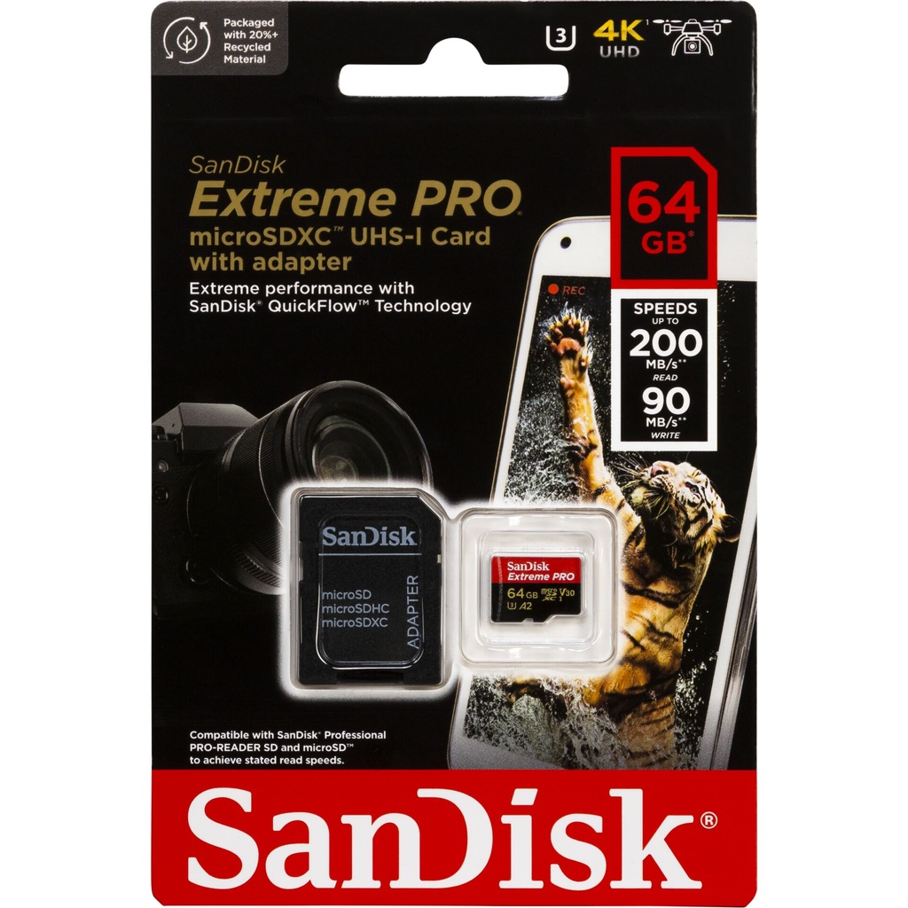 SanDisk microSDXC           64GB Extreme Pro A2 C10 V30 UHS-I U3