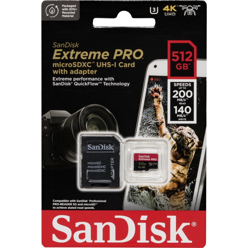 SanDisk microSDXC          512GB Extreme Pro A2 C10 V30 UHS-I U3