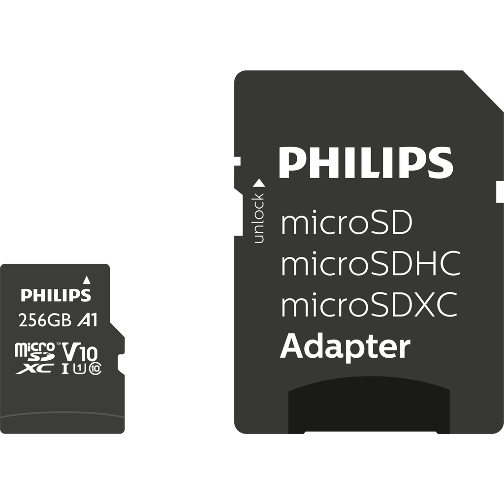 Philips MicroSDXC Card     256GB Class 10 UHS-I U1 incl. Adapter