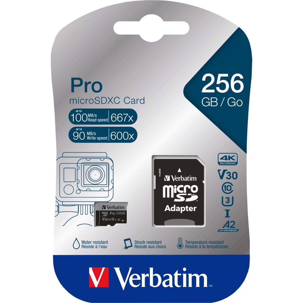 Verbatim microSDXC Pro     256GB Class 10 UHS-I incl Adapter