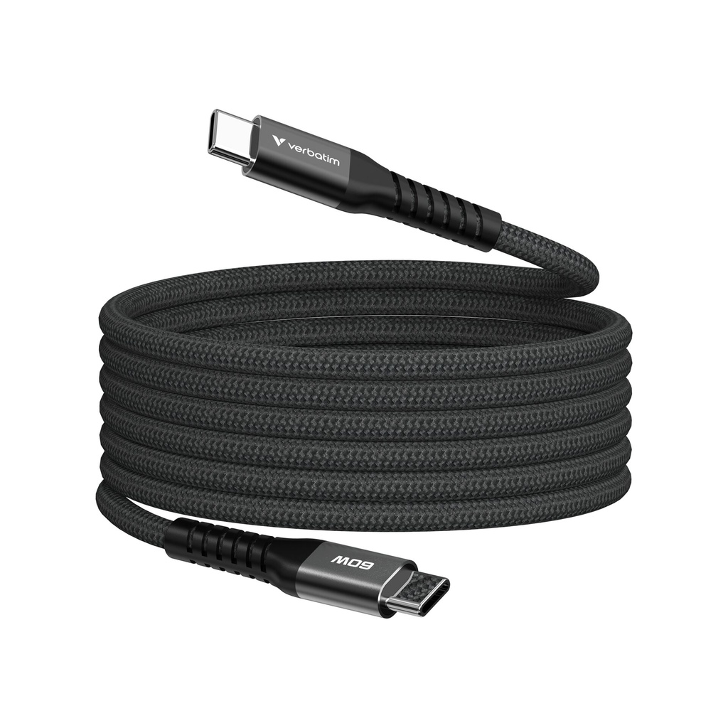 Verbatim Sync&Charge 60W 120cm USB-C/USB-C Magnetic schw. 31859