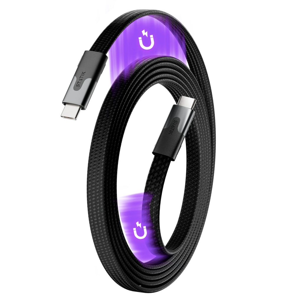 STATIK MagStack Slim Pro tangle free Magnetic USB-C Cable 1m
