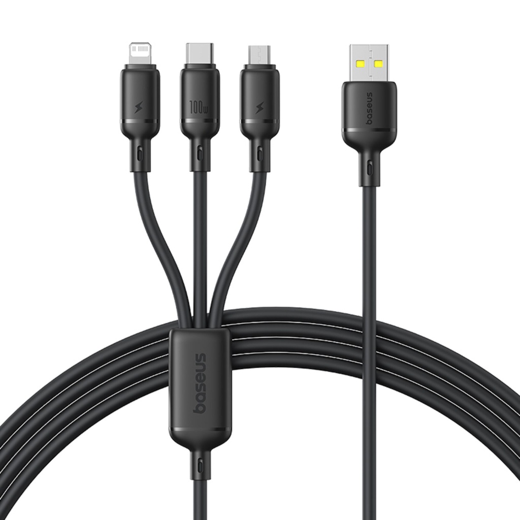 Baseus Rapid Series 3-in-1 USB-A 100W 1.5m, Schwarz