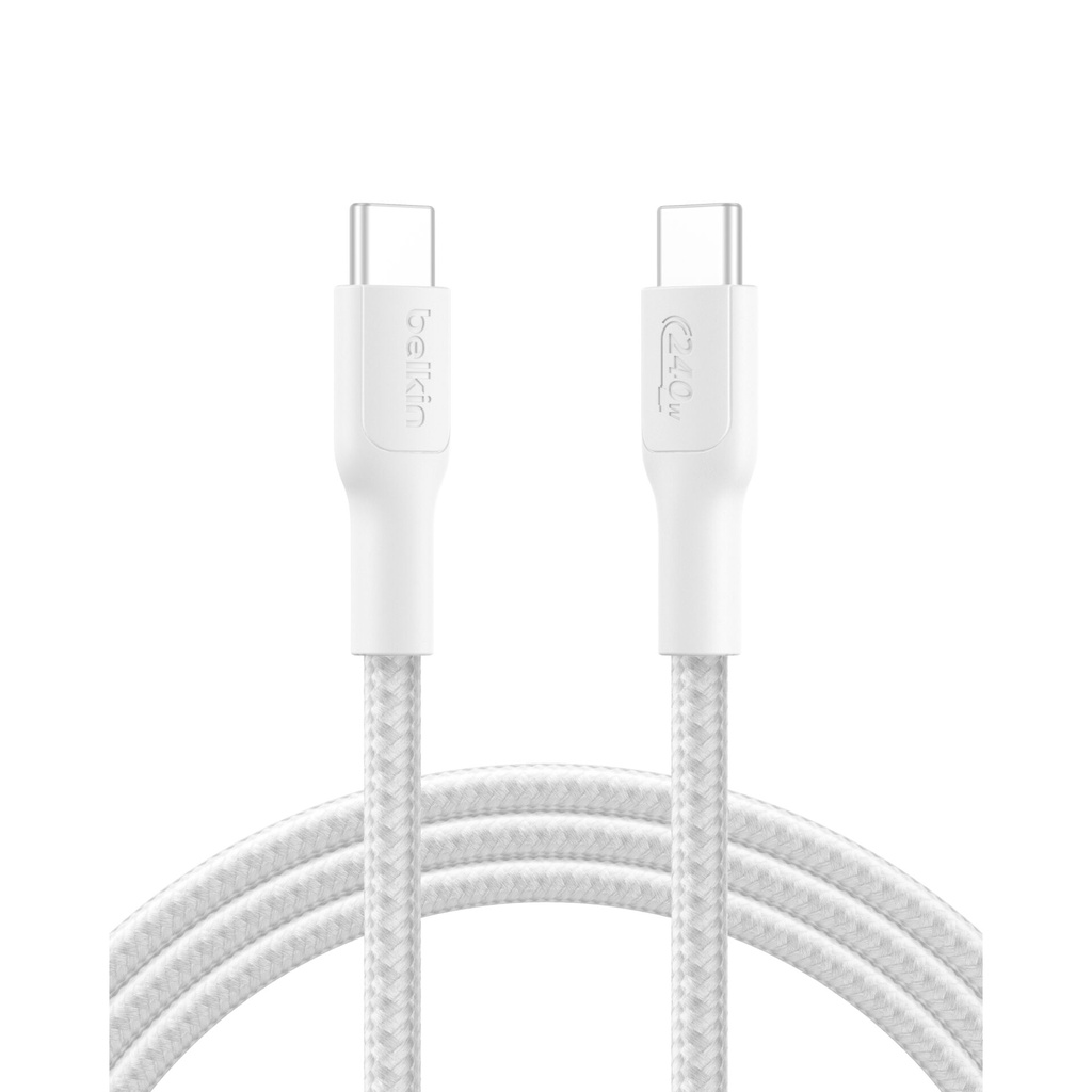 Belkin USB-C/USB-c Kabel 240W 2m geflochten, weiß    CAB025hq2MWH