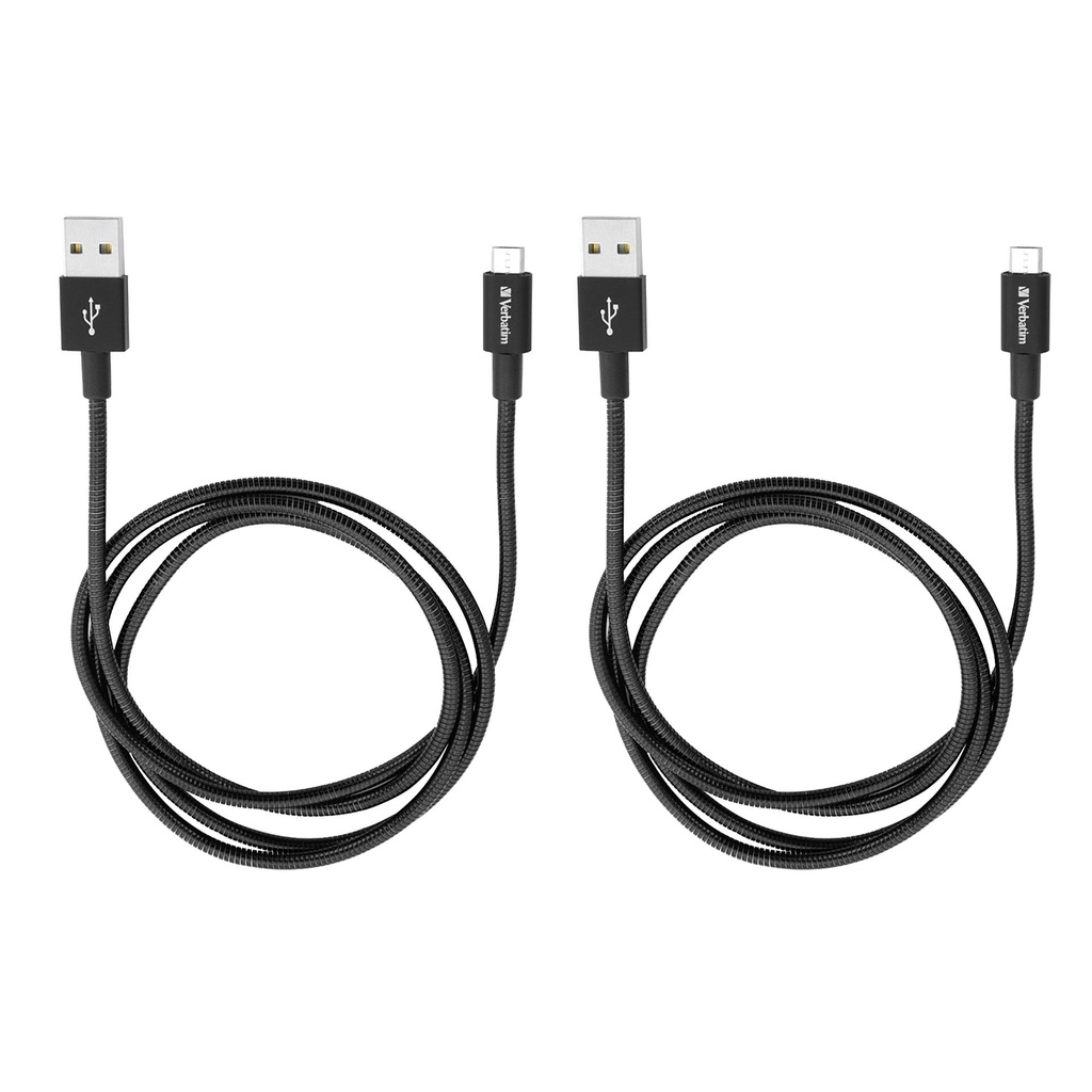 1x2 Verbatim Micro USB Cable Sync & Charge 100cm black 48874